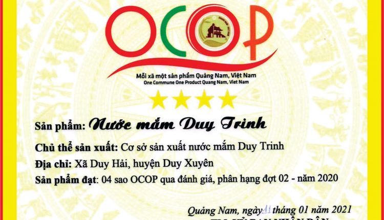 Quảng Nam Nước mắm truyền thống Duy Trinh Đạt OCOP 4 sao tin viet today vn3